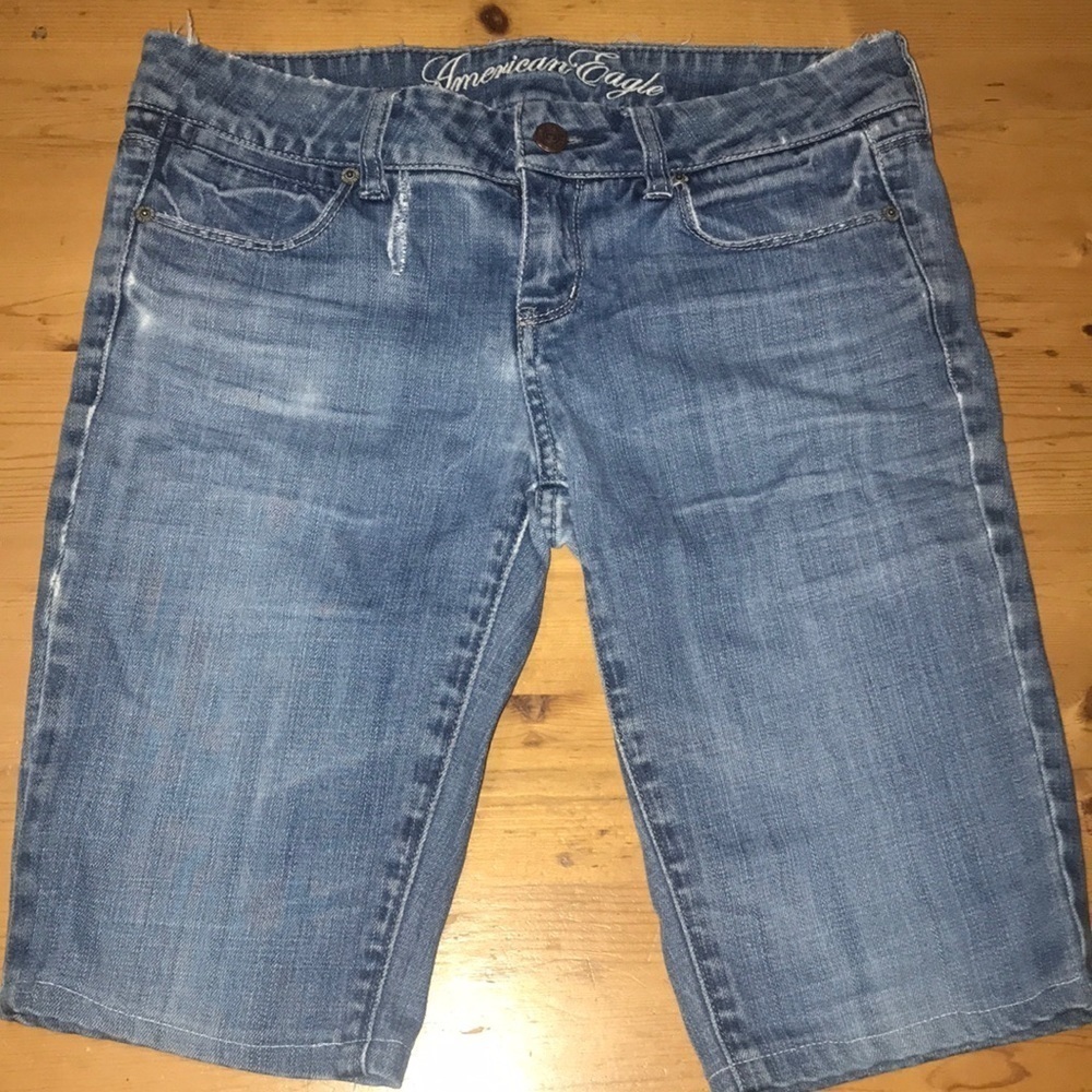 American Eagle Distressed Denim Shorts Hemmed 4
